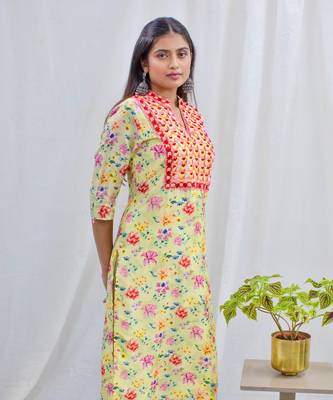 Light yellow dupion silk and butter crape kurta set 3