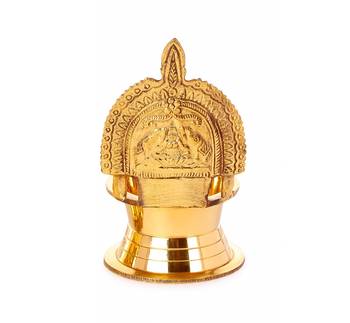 BulkySanta Pure Brass Kamakshi Deepa Big Size | Kamatchi vilakku | Kamakshi Devi Oil Lamp (12 cm Long) (1) 2