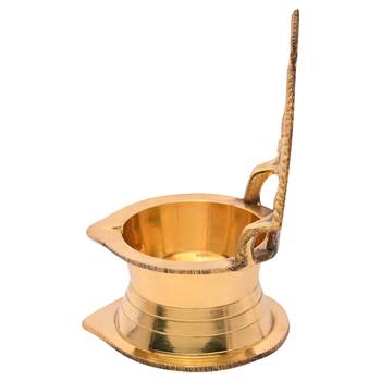 BulkySanta Pure Brass Kamakshi Deepa Big Size | Kamatchi vilakku | Kamakshi Devi Oil Lamp (12 cm Long) (1) 3