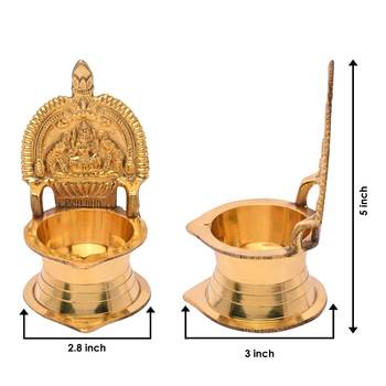 BulkySanta Pure Brass Kamakshi Deepa Big Size | Kamatchi vilakku | Kamakshi Devi Oil Lamp (12 cm Long) (1) 4