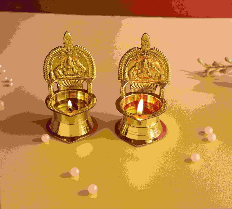 BulkySanta Pure Brass Kamakshi Deepa Big Size | Kamatchi vilakku | Kamakshi Devi Oil Lamp (12 cm Long) (2)