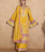 Yellow Chiffon Resham Embroidery Pakistani Salwar Kameez