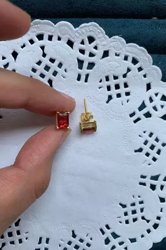 Faceted Ruby Studs