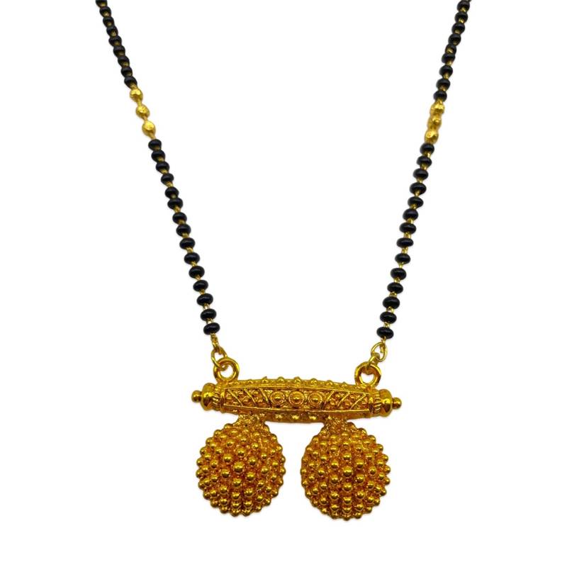 Gold plated maharashtrian long mangalsutra gold vati pendant gold