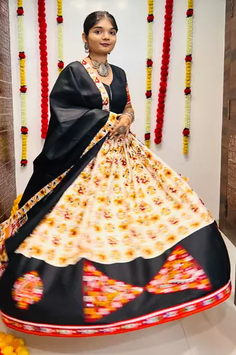 NAVRATRI SPECIAL MULTICOLOR PRINTED  SEMI-STITCHED LEHENGA, UN-STITCHED BLOUSE , DUPATTA