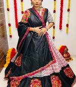 NAVRATRI SPECIAL MULTICOLOR MIRROR WORK SEMI-STITCHED LEHENGA, UN-STITCHED BLOUSE , DUPATTA