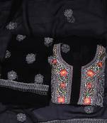 Ada Hand Embroidered Black Georgette Lucknowi Chikankari Indian Women Unstitched Suit Piece With Parsi Work - A211260