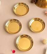 BulkySanta Brass Pooja Thali | Brass Pooja Plate Small (Size - 3.5") (Set of 4 Plates)
