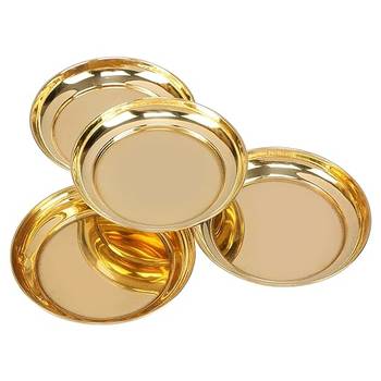 BulkySanta Brass Pooja Thali | Brass Pooja Plate Small (Size - 3.5") (Set of 4 Plates) 2