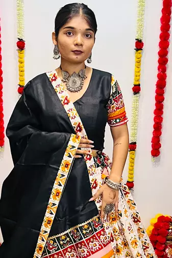 NAVRATRI SPECIAL MULTICOLOR PRINTED  SEMI-STITCHED LEHENGA, UN-STITCHED BLOUSE , DUPATTA