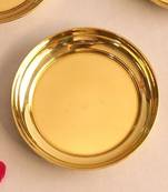 BulkySanta Brass Pooja Thali | Pital ki thali | Brass Pooja Plate Small (Size - 4") (Set of 2 Plates)