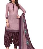 Dusty pink printed cotton unstitched salwar salwar suit material