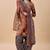 Brown embroidered cotton unstitched salwar salwar suit material