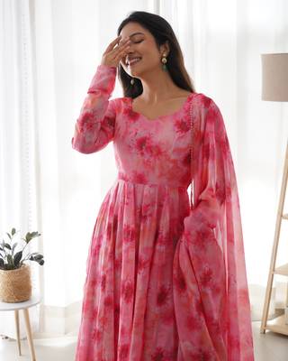 Soft Organza Silk Fabric Fully Flair Kali Pattern And Canvas Patta With Duppta And Pent 4