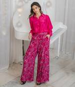 Solid pink abstract printed co ord set