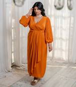 Rust orange drape dress