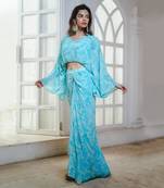 Sky blue abstract printed skirt set