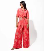 Coral floral print co ord set