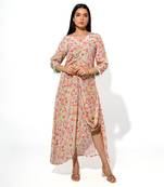 Mint green floral printed dress