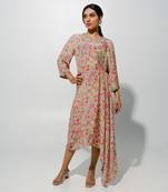 Mint green assymetric hemline floral midi dress