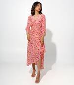 Pink floral printed dress