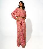 Pink floral printed co ord set