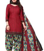 Maroon printed cotton unstitched salwar salwar suit material