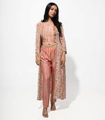 Mint green floral printed jacket set