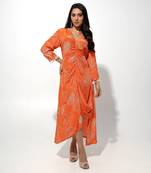 Orange floral printed dress