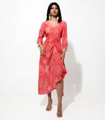 Coral rouch detail dress