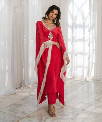 Red long kaftaan set 1