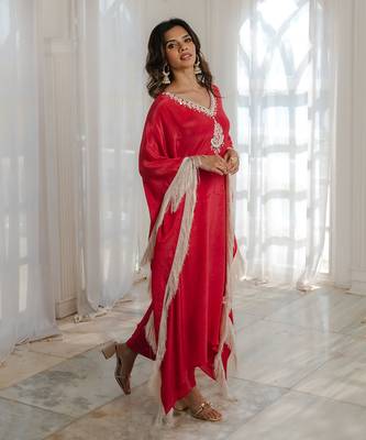 Red long kaftaan set 2