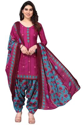 Wine printed cotton unstitched salwar salwar suit material 1