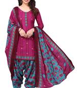 Wine printed cotton unstitched salwar salwar suit material