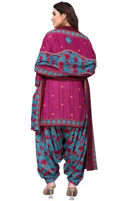 Wine printed cotton unstitched salwar salwar suit material 2