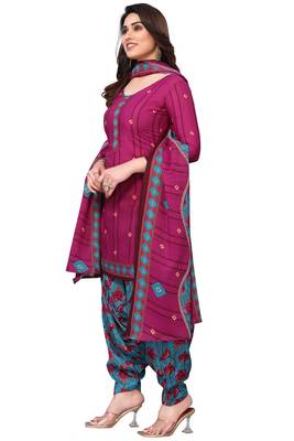 Wine printed cotton unstitched salwar salwar suit material 3