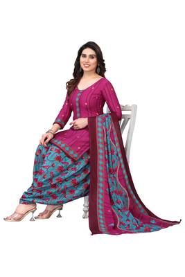 Wine printed cotton unstitched salwar salwar suit material 4