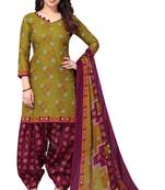 Mahendi green printed cotton unstitched salwar salwar suit material