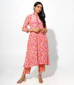 Pink floral print kurta set