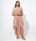 Mint green floral printed tunic set