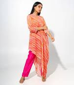 Orange striped side cowl tunic set