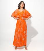 Orange floral printed kaftaan