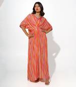 Orange striped printed kaftaan