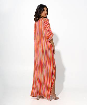 Orange striped printed kaftaan 2