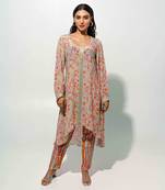 Mint green foral printed tunic set