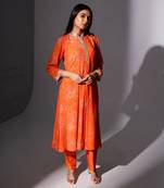 Orange floral printed kurta set