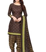 Brown printed cotton unstitched salwar salwar suit material