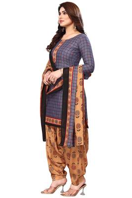 Grey printed cotton unstitched salwar salwar suit material 2