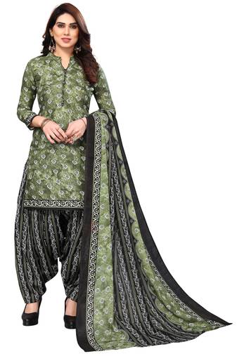 Pista green printed cotton unstitched salwar salwar suit material