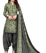 Pista green printed cotton unstitched salwar salwar suit material